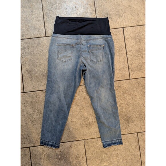 Time and Tru Maternity Jeans Women’s XXL 2X (20) Over Belly Panel Blue Raw Hem - Picture 6 of 10